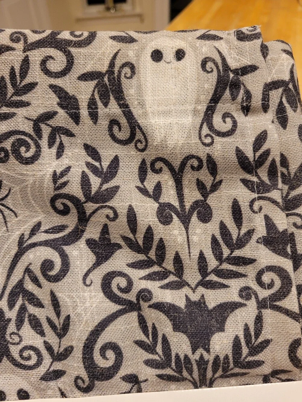 NEW Hallmark Black Gray And White Halloween Damask Shower Curtain Discontinued